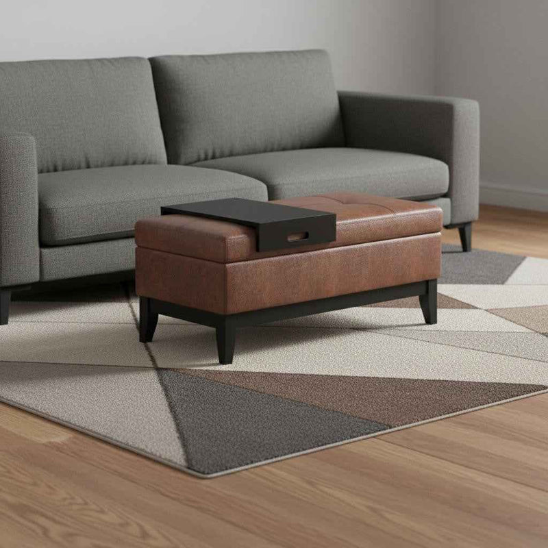 42" Dark Brown and Brown Upholstery Storage Ottoman