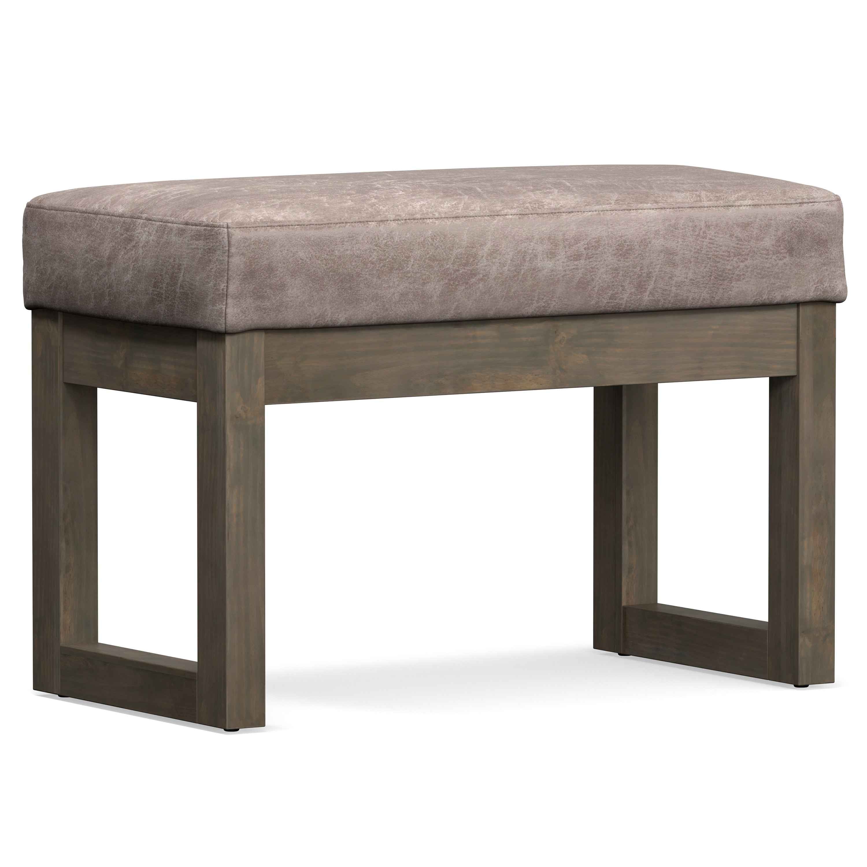 27" Gray and Dark Brown Leather Footstool