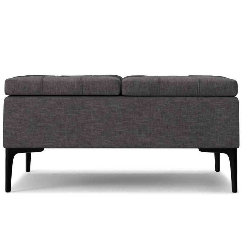 36" Black and Slate Gray Upholstery Storage Ottoman