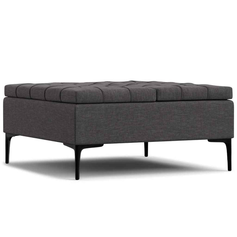 36" Black and Slate Gray Upholstery Storage Ottoman