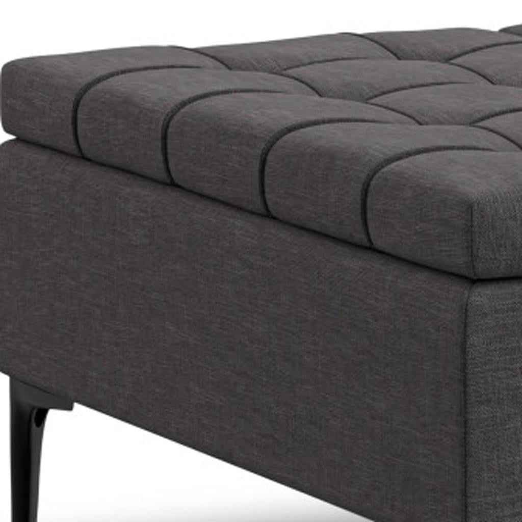36" Black and Slate Gray Upholstery Storage Ottoman