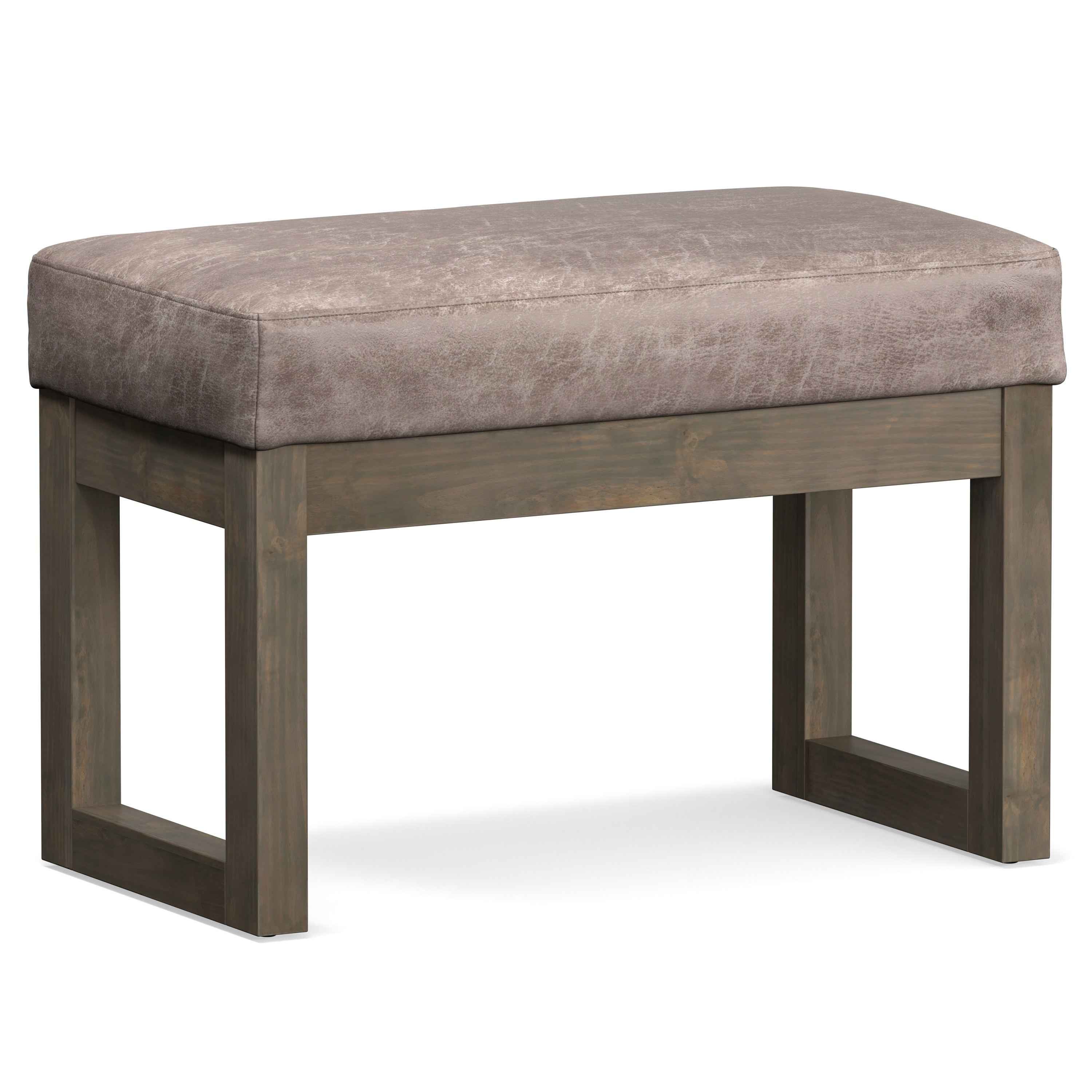 27" Gray and Dark Brown Leather Footstool