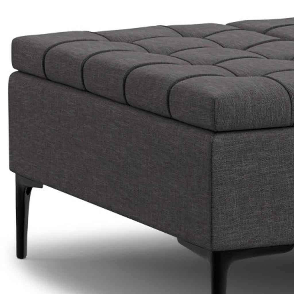 36" Black and Slate Gray Upholstery Storage Ottoman