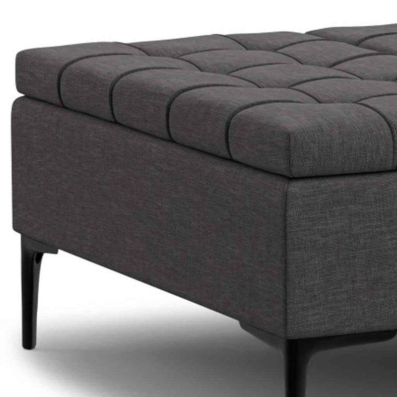 36" Black and Slate Gray Upholstery Storage Ottoman