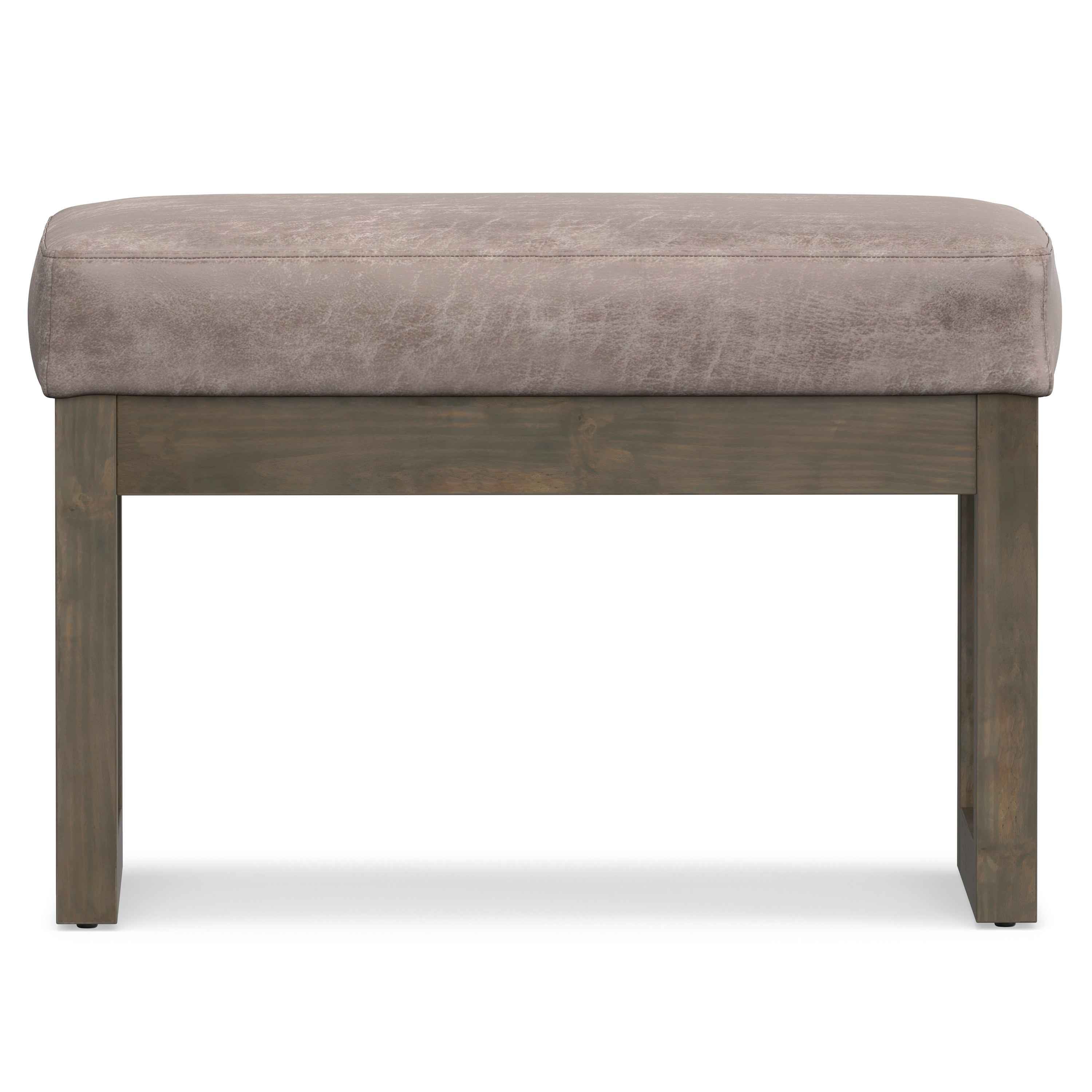 27" Gray and Dark Brown Leather Footstool