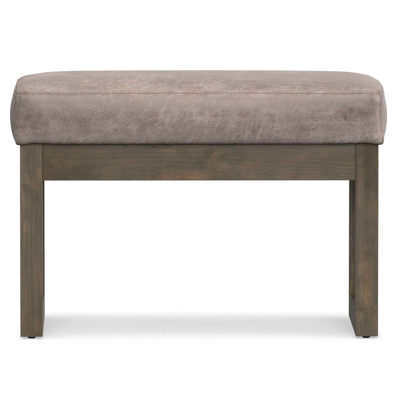 27" Gray and Dark Brown Leather Footstool