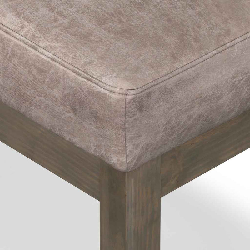 27" Gray and Dark Brown Leather Footstool
