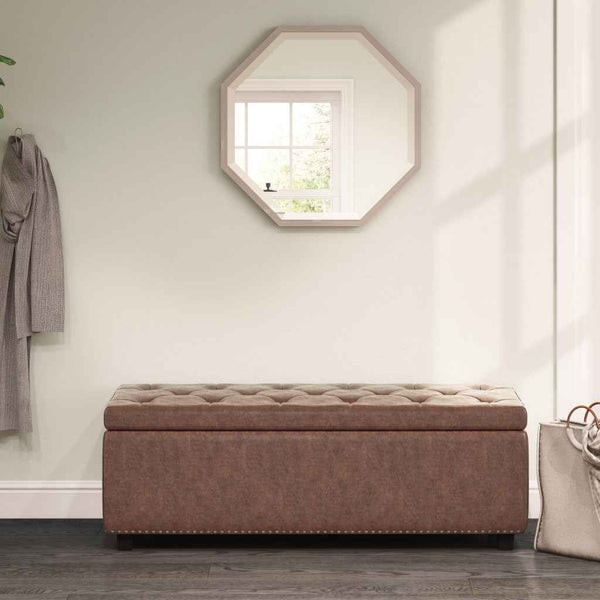48" Dark Brown and Brown Upholstery Storage Ottoman