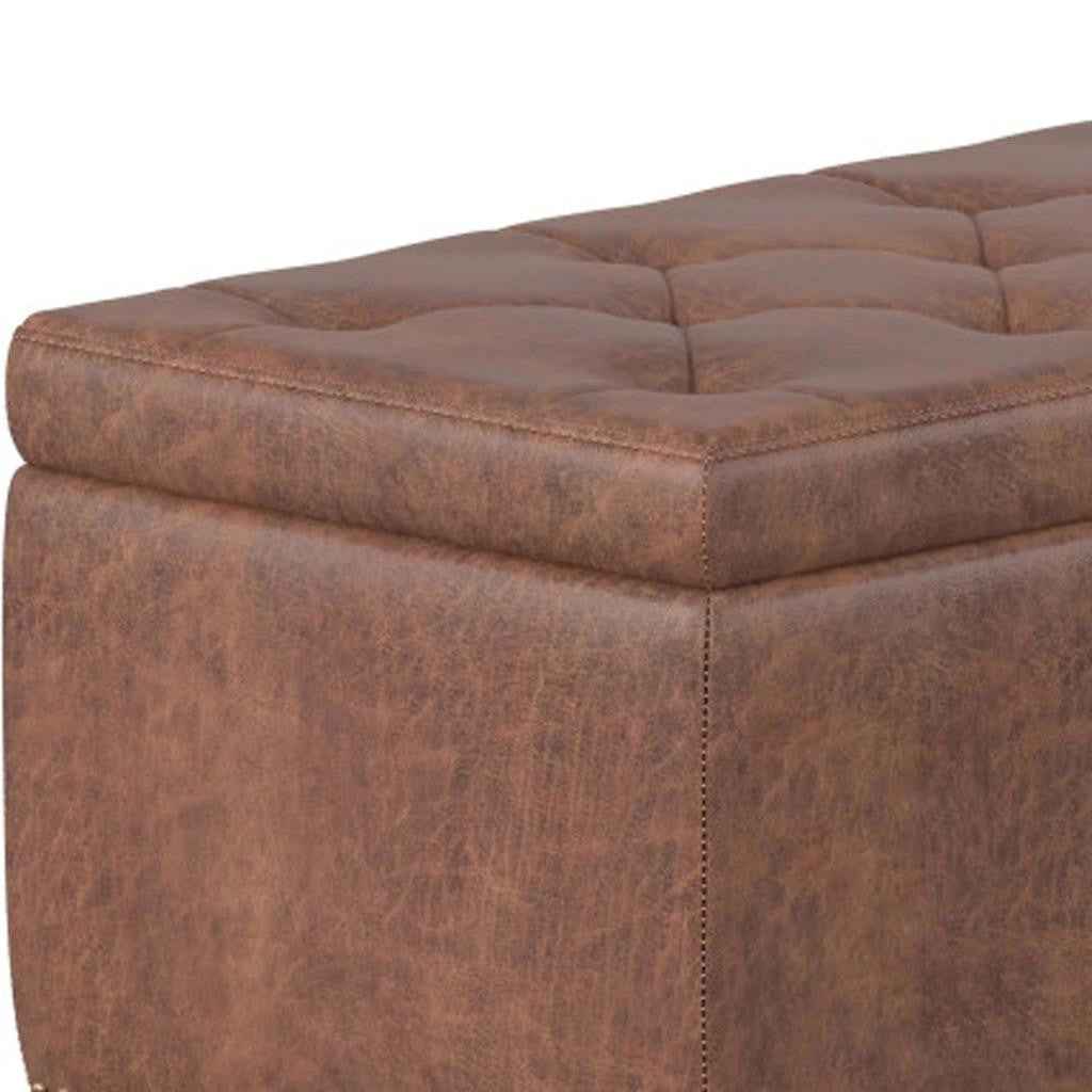 48" Dark Brown and Brown Upholstery Storage Ottoman