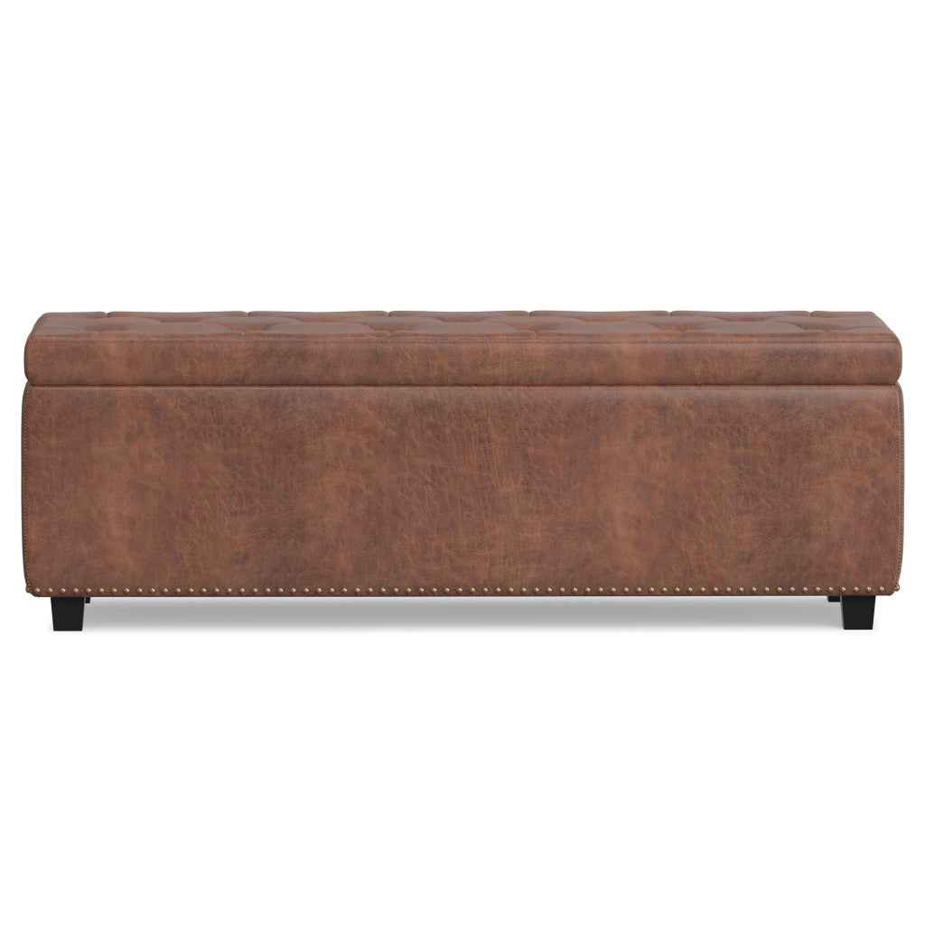48" Dark Brown and Brown Upholstery Storage Ottoman