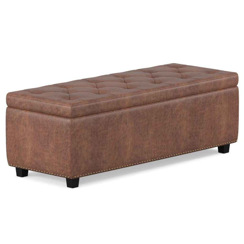 48" Dark Brown and Brown Upholstery Storage Ottoman
