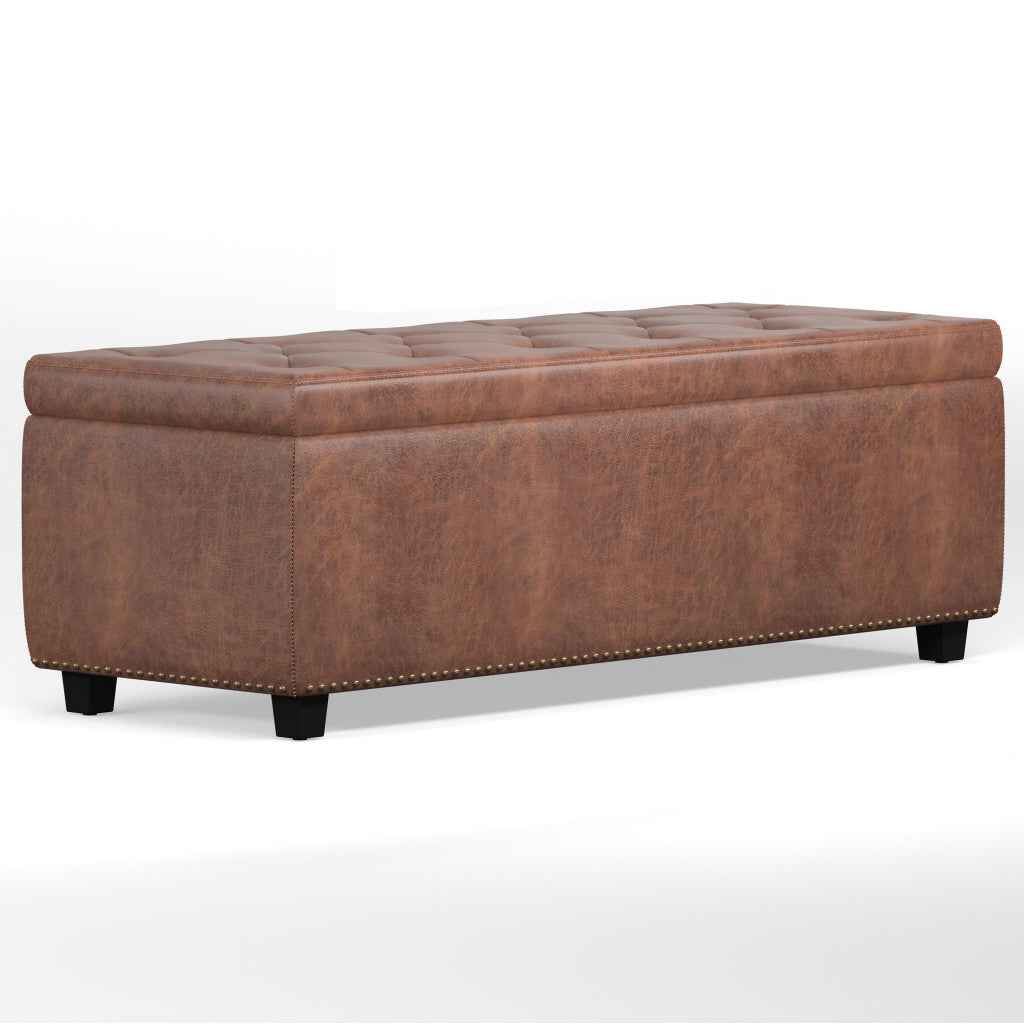 48" Dark Brown and Brown Upholstery Storage Ottoman