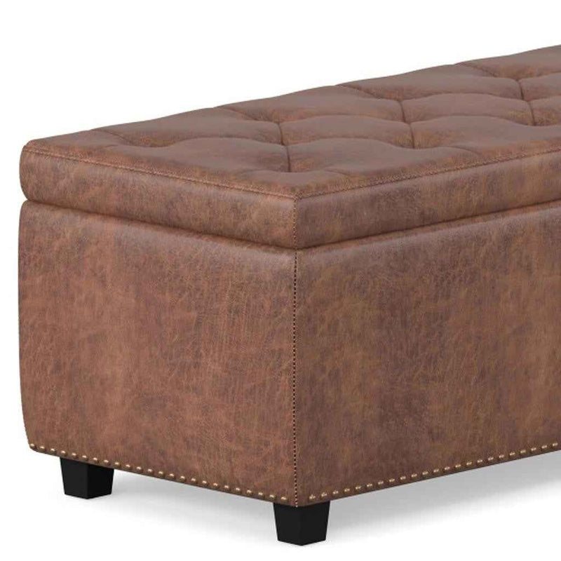 48" Dark Brown and Brown Upholstery Storage Ottoman