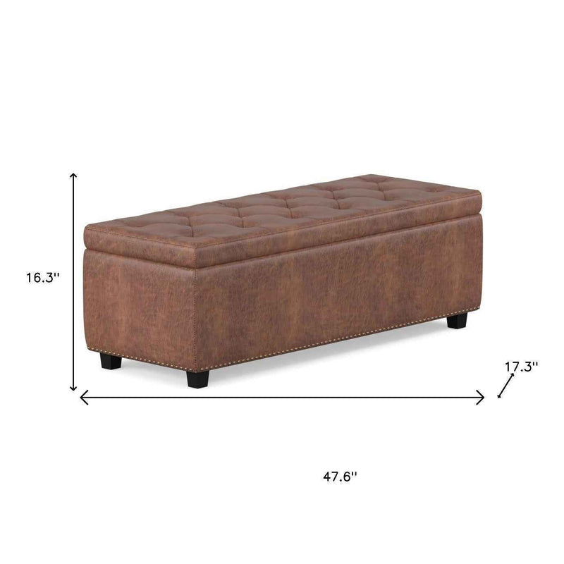 48" Dark Brown and Brown Upholstery Storage Ottoman
