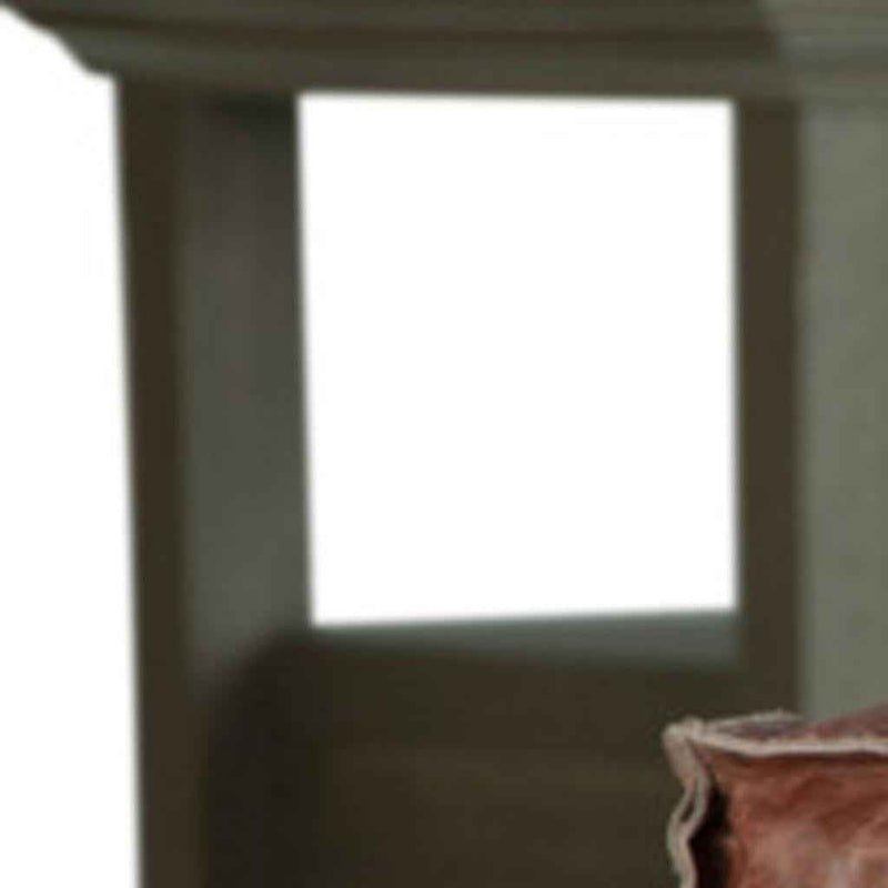 18" Brown Leather Pouf Ottoman