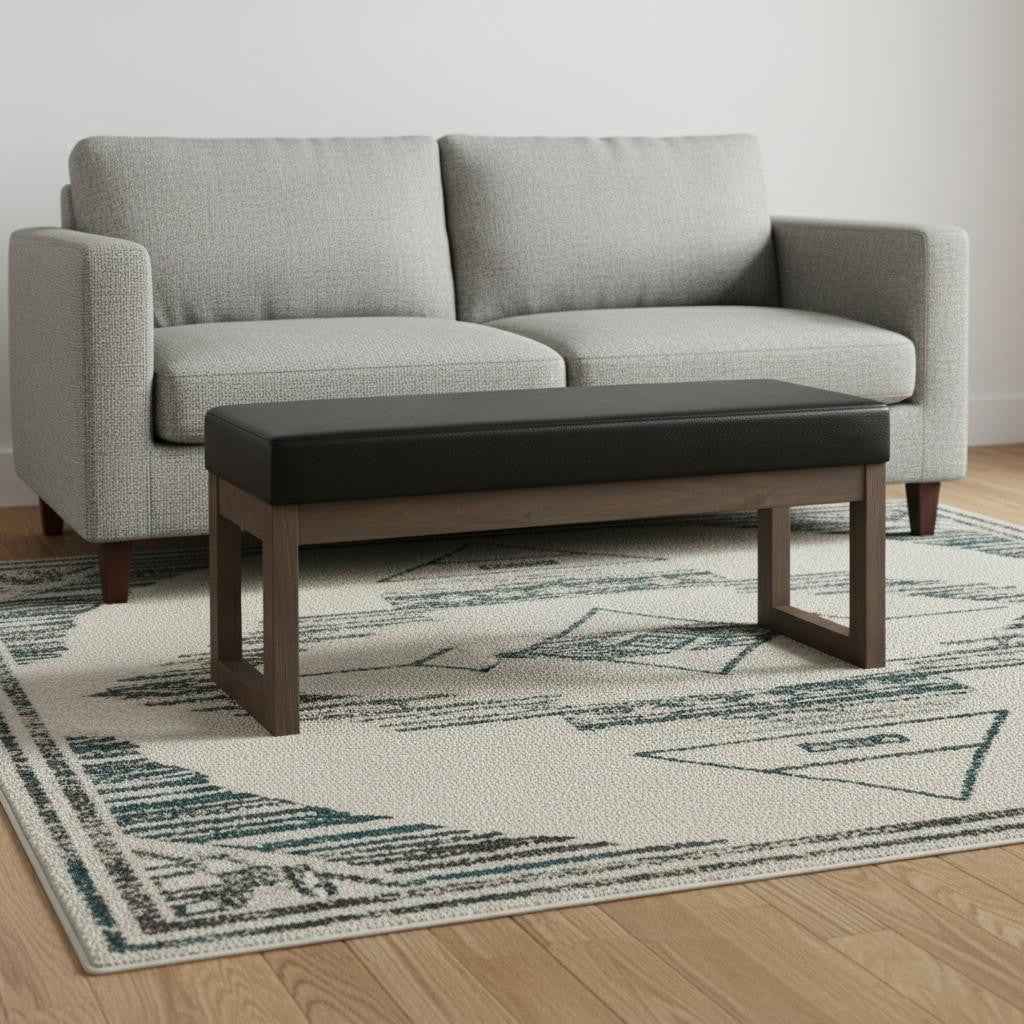 44" Brown Leather Ottoman