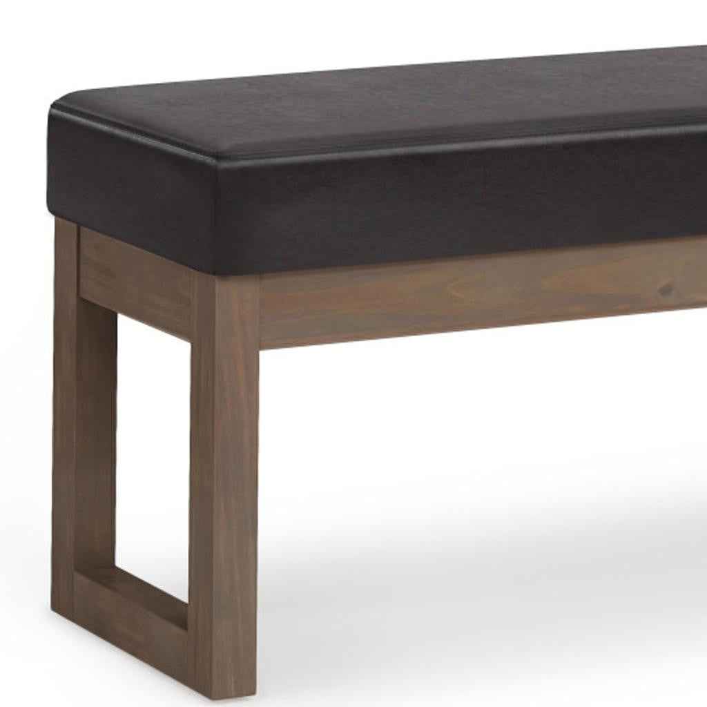 44" Brown Leather Ottoman