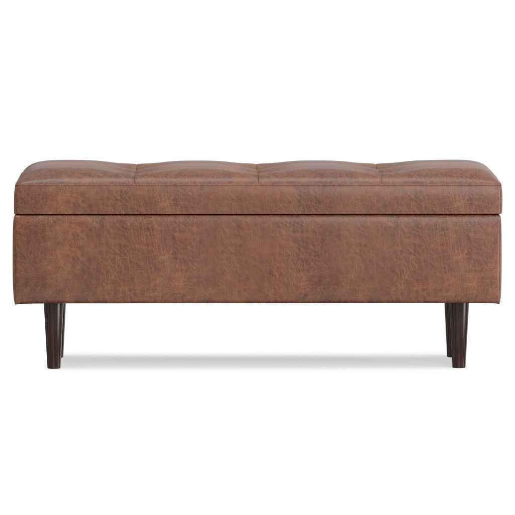 48" Brown Upholstery Storage Ottoman