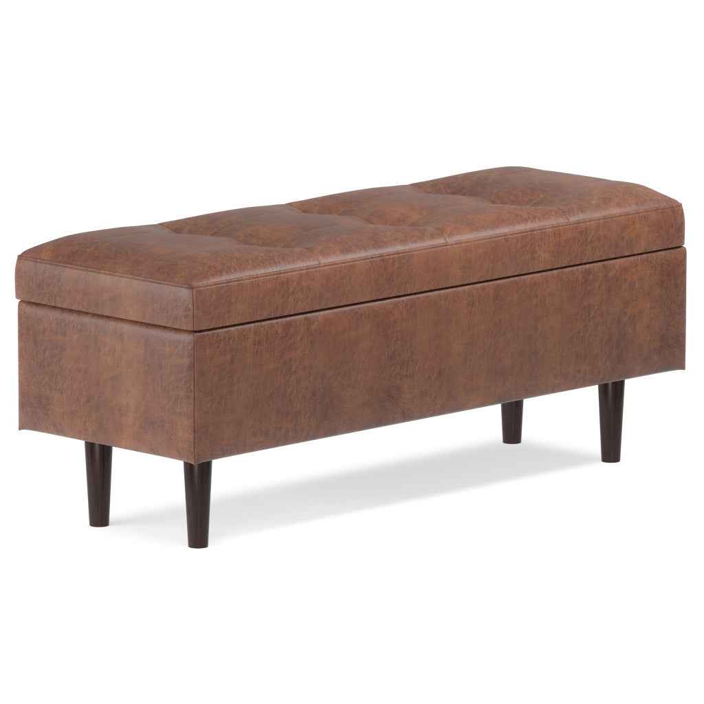 48" Brown Upholstery Storage Ottoman