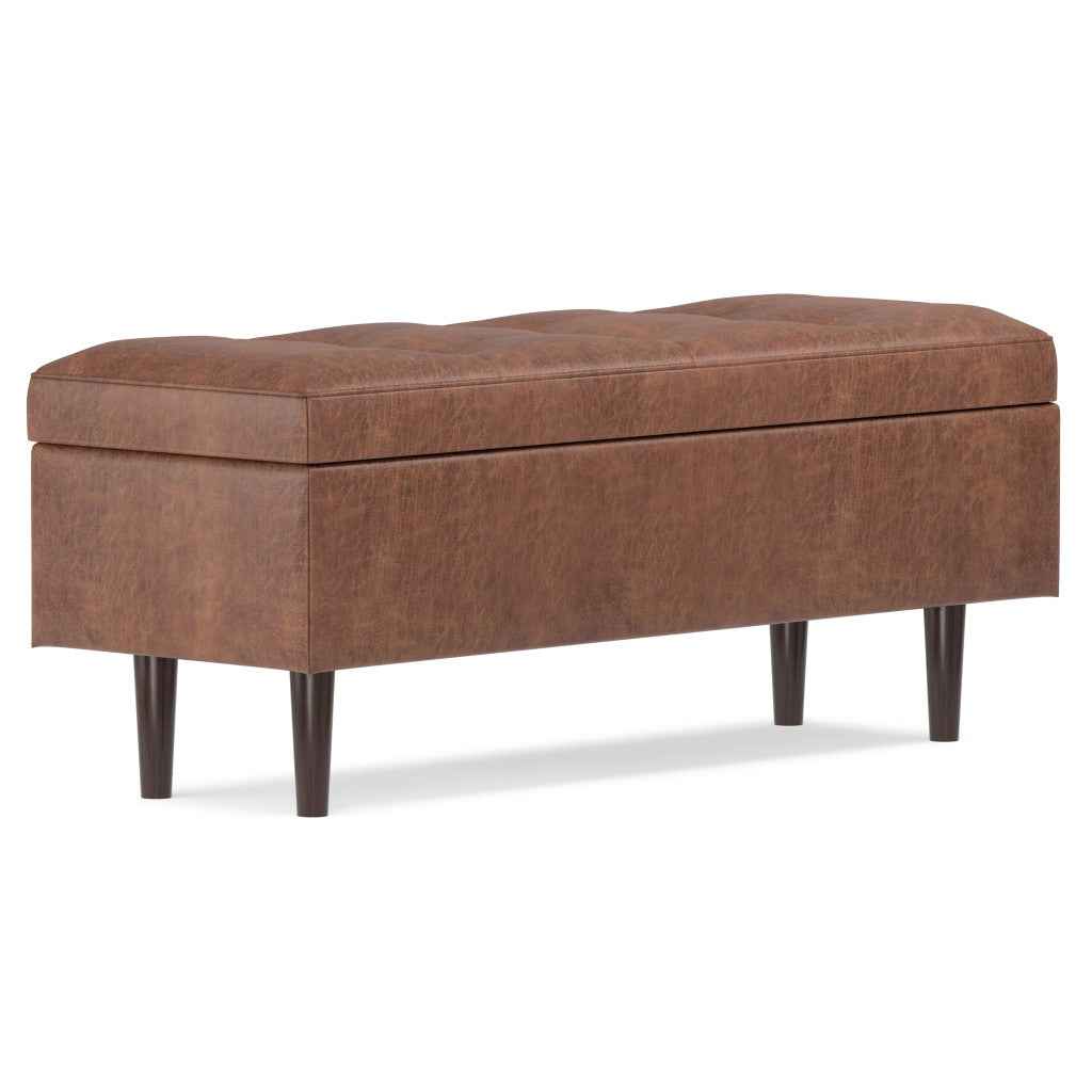 48" Brown Upholstery Storage Ottoman