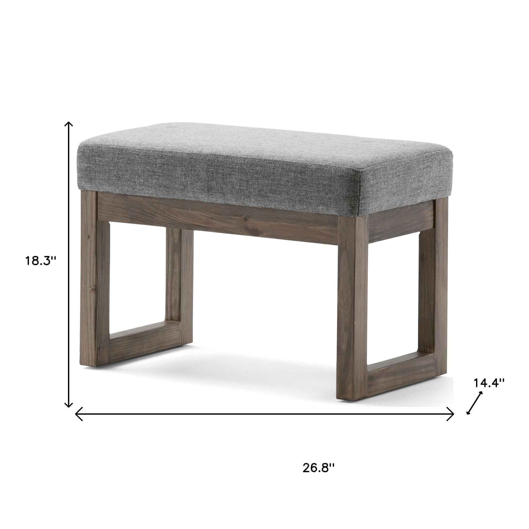 27" Gray and Brown Fabric Footstool