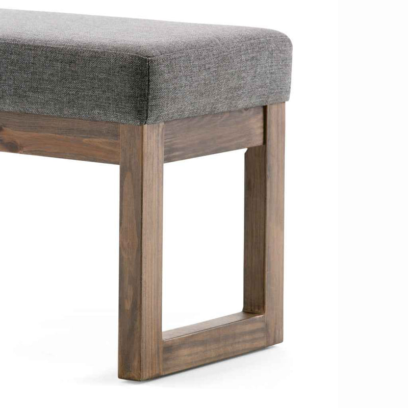 27" Gray and Brown Fabric Footstool