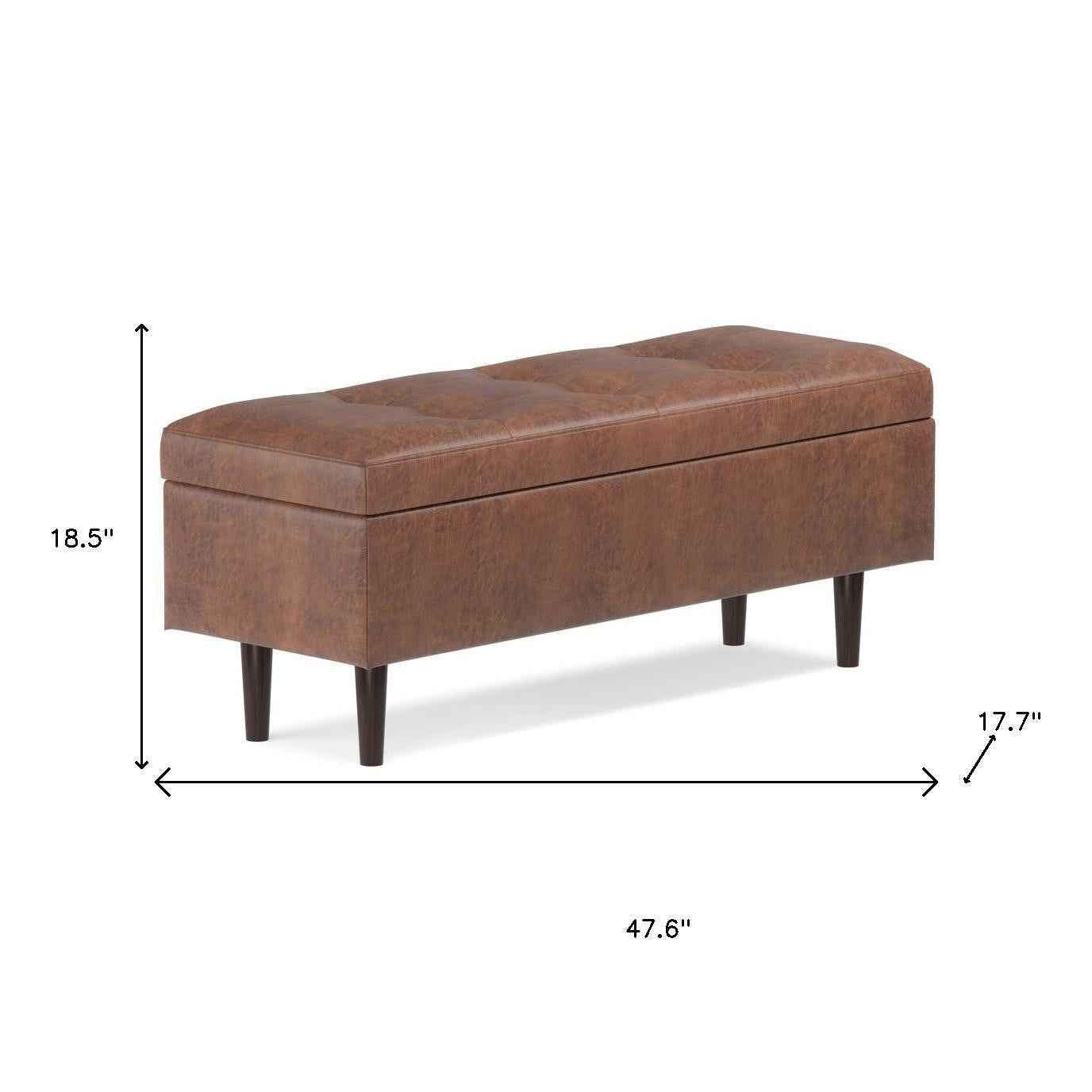 48" Brown Upholstery Storage Ottoman