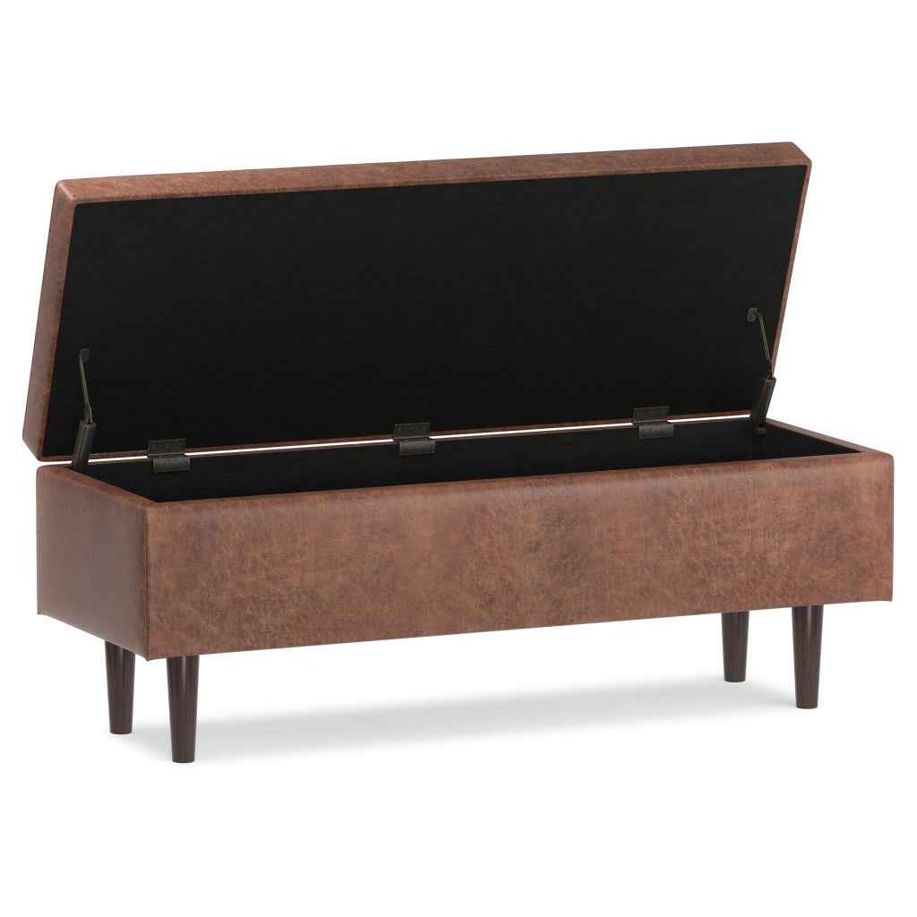 48" Brown Upholstery Storage Ottoman