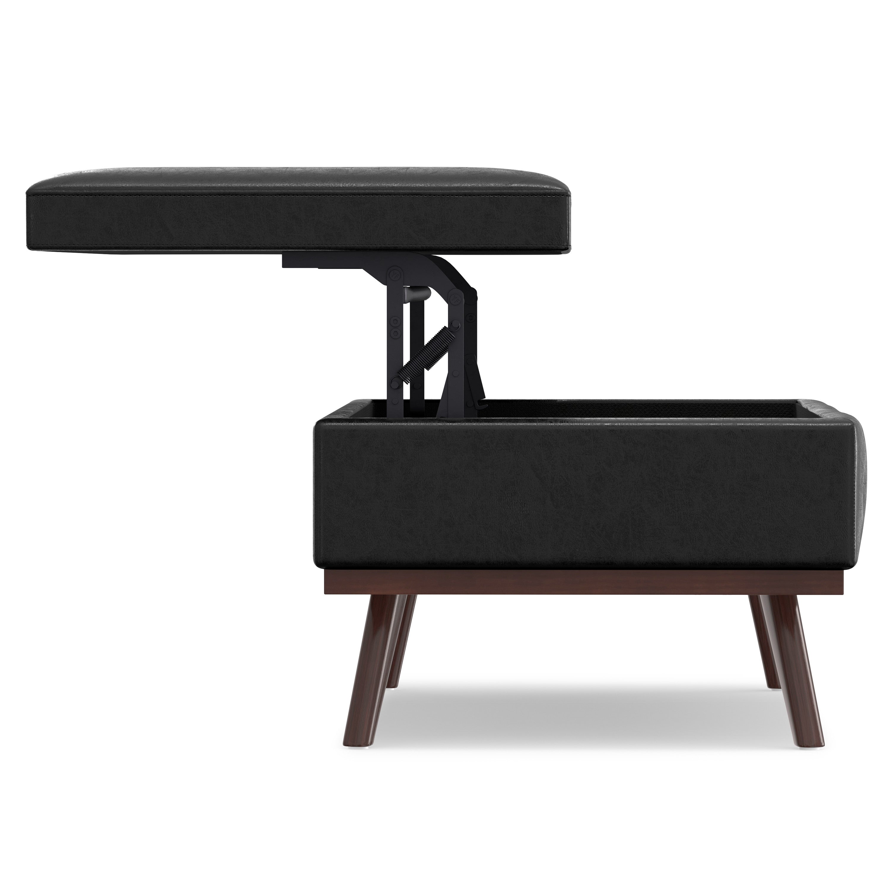 42" Black and Brown Leather Cocktail Ottoman With Storage Default Title