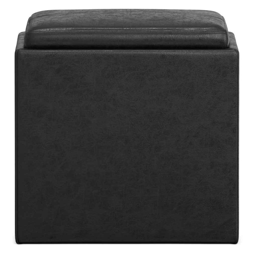 17" Black Upholstery Storage Ottoman