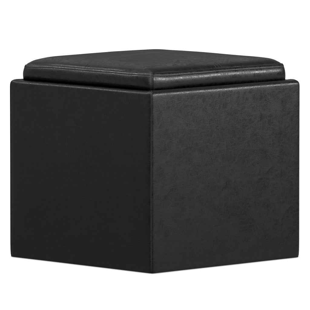 17" Black Upholstery Storage Ottoman