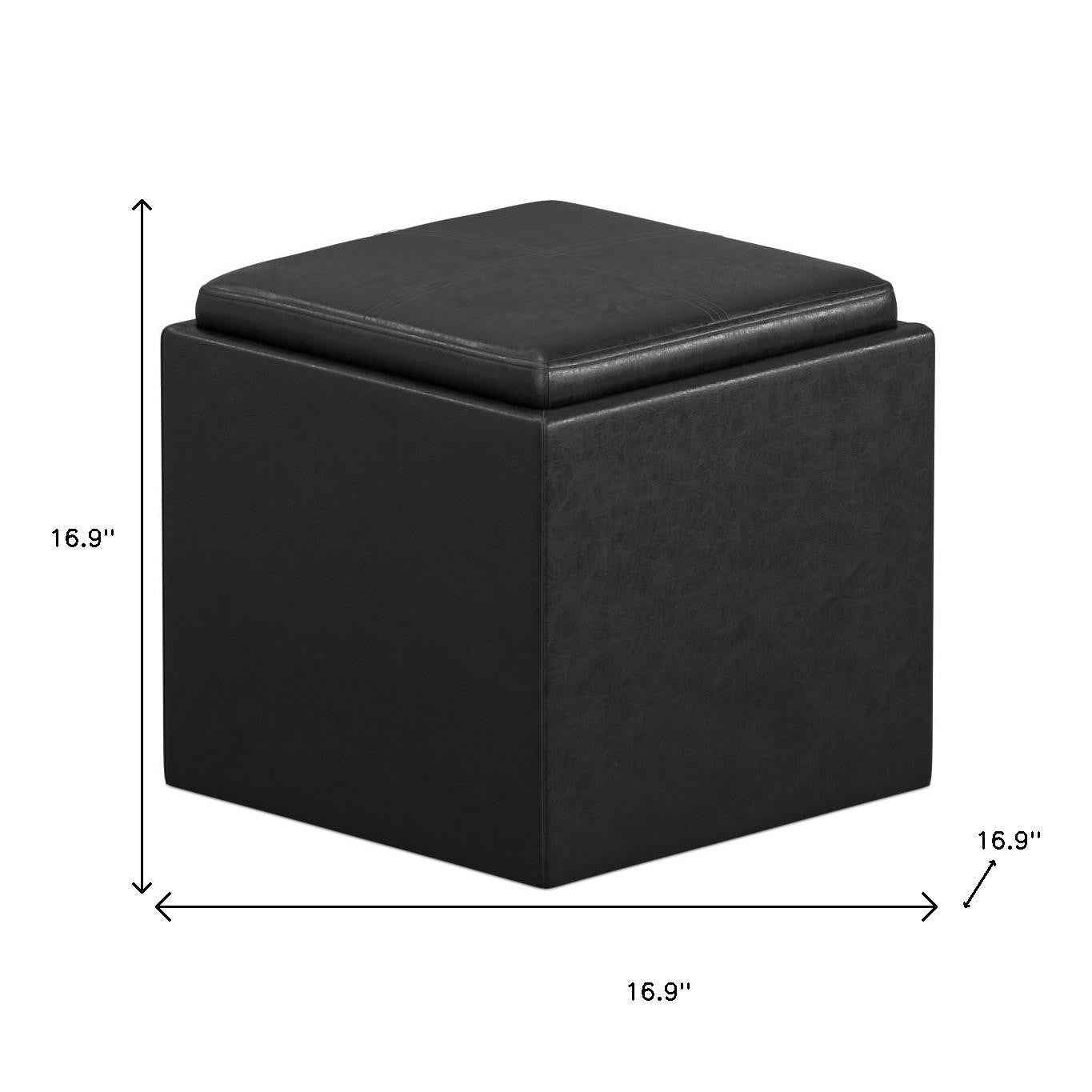 17" Black Upholstery Storage Ottoman