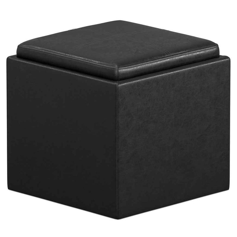 17" Black Upholstery Storage Ottoman
