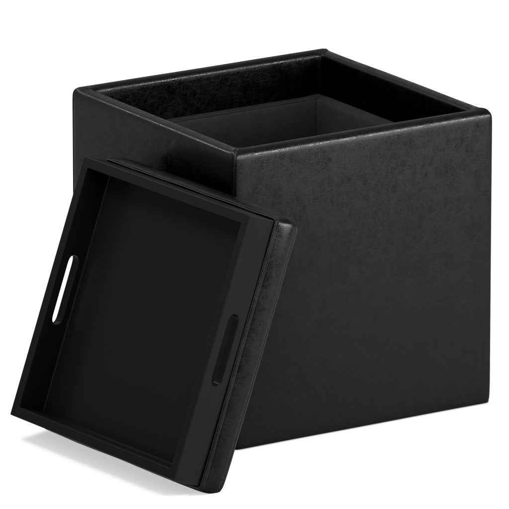 17" Black Upholstery Storage Ottoman