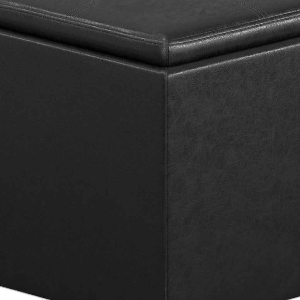 17" Black Upholstery Storage Ottoman