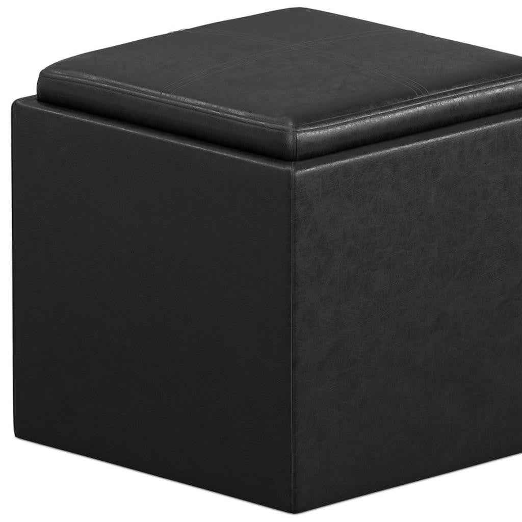 17" Black Upholstery Storage Ottoman