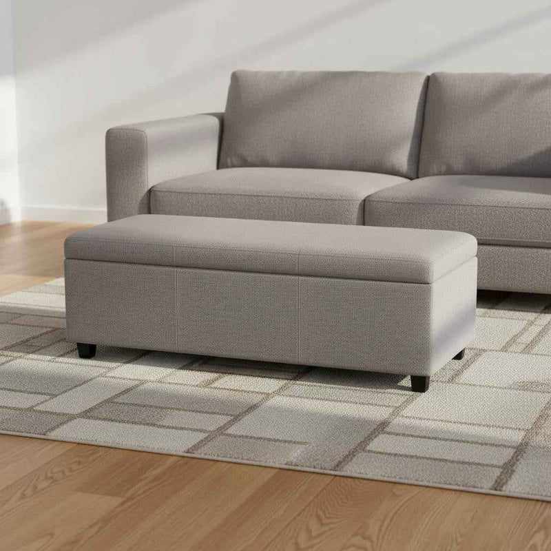 48" Dark Brown and Cloud Upholstery Storage Ottoman