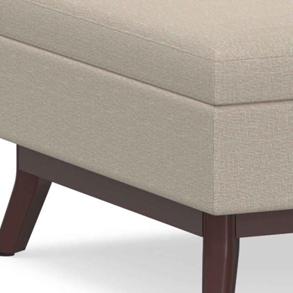 34" Natural and Brown Fabric Cocktail Ottoman With Storage