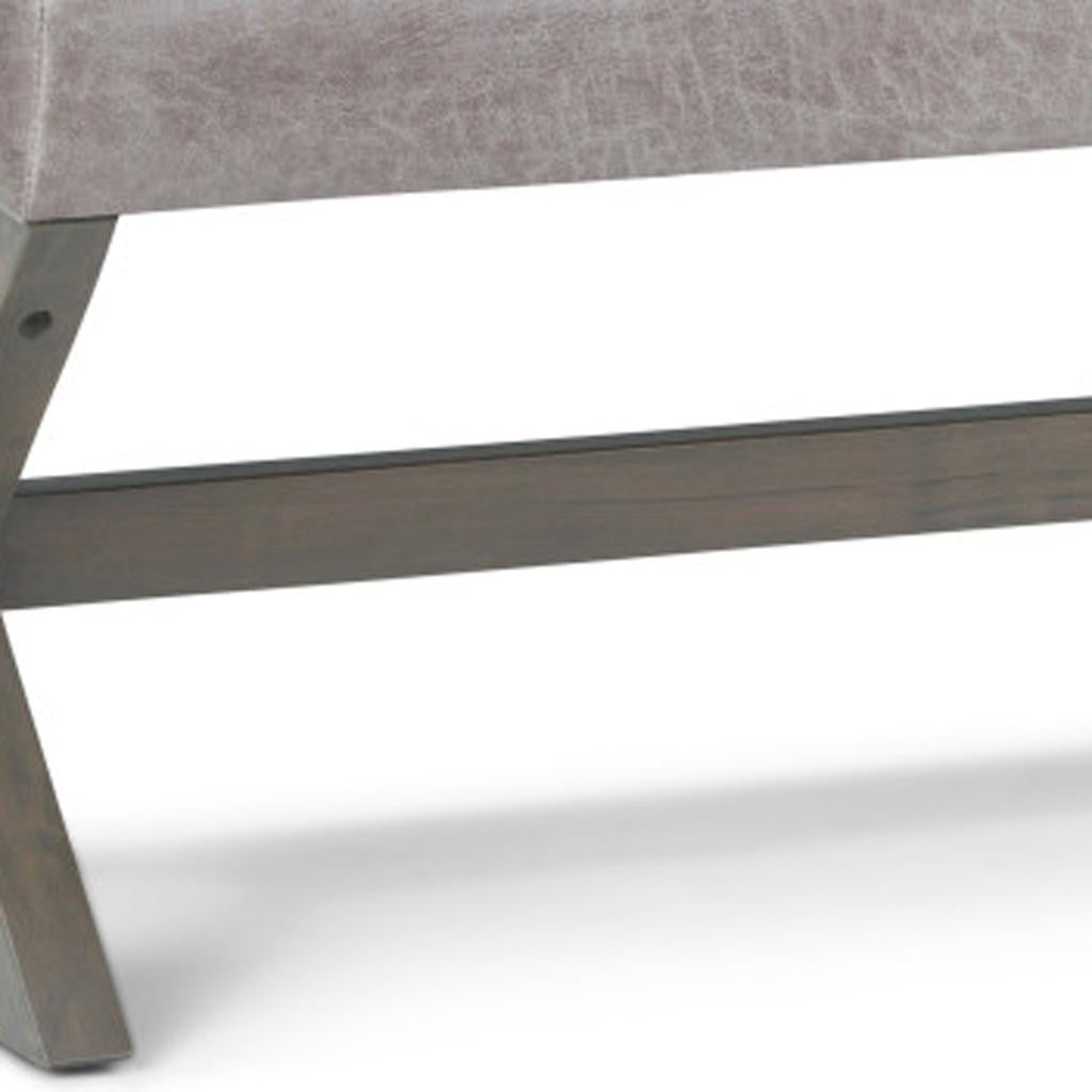 48" Gray and Brown Leather Ottoman