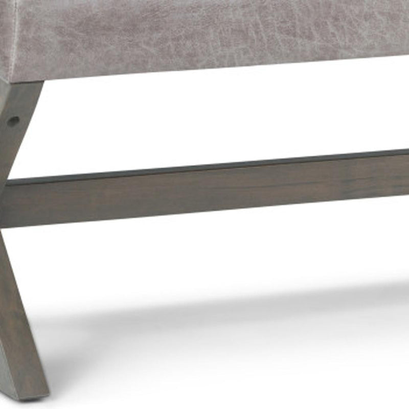 48" Gray and Brown Leather Ottoman