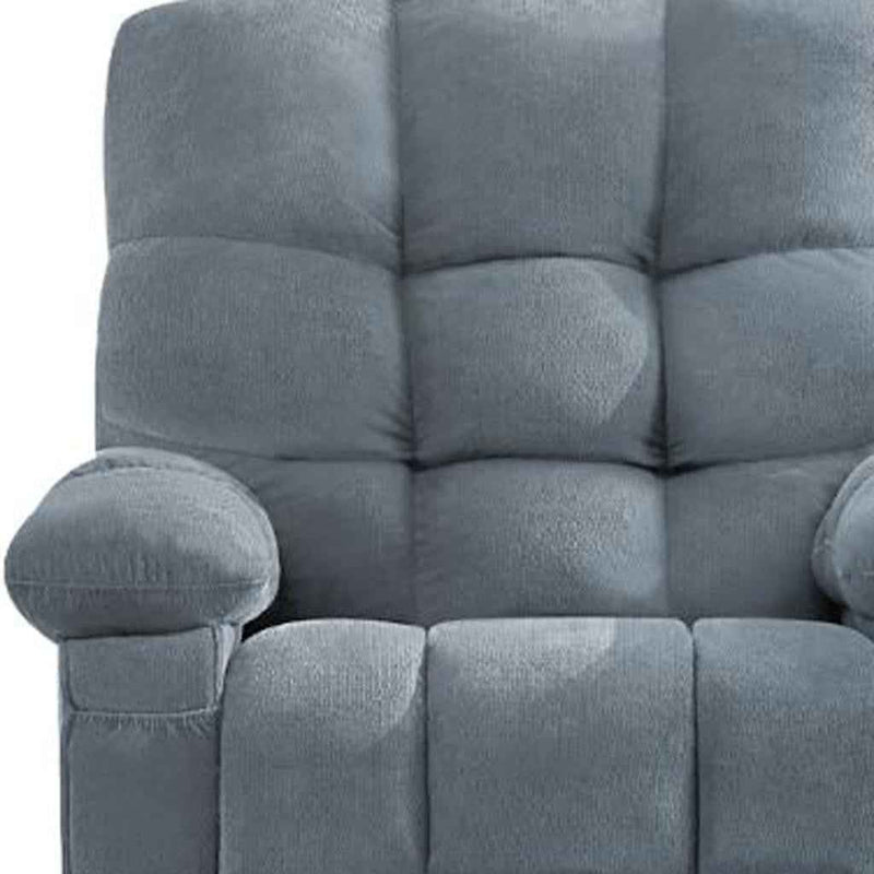 39" Blue Tufted Chenille Heated Massage Swivel Rocker Recliner With USB