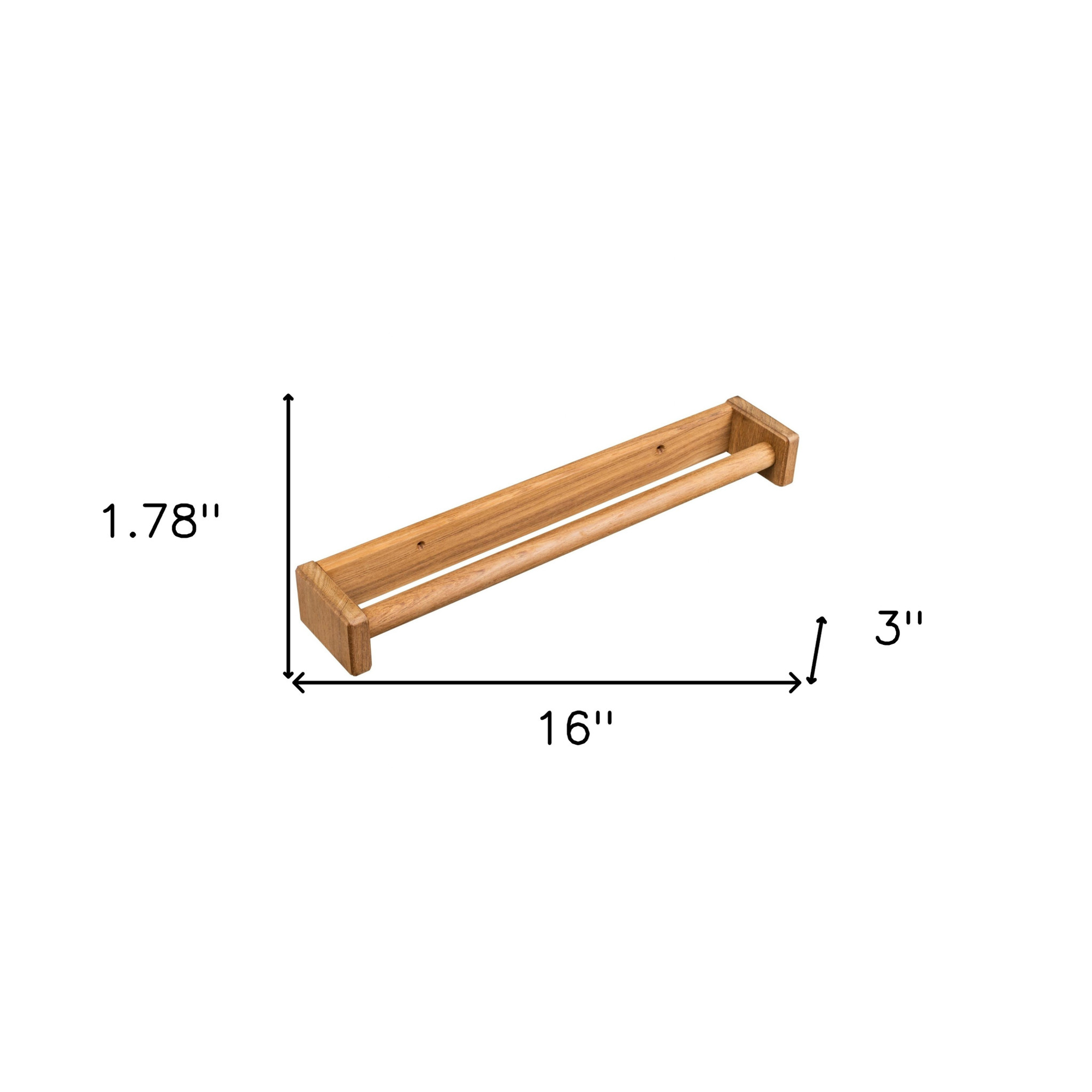 16" Traditional Solid Teak Towel Bar - 1 - Home & Garden