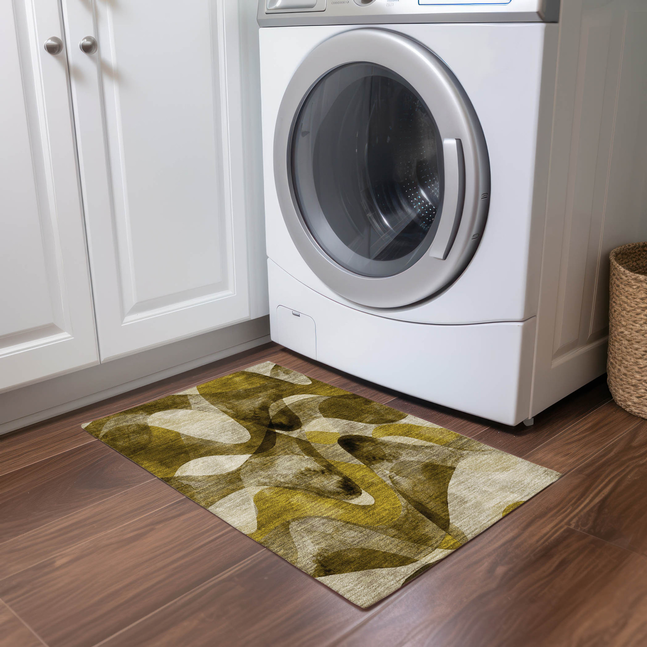 2' X 3' Coffee Abstract Washable Non Skid Indoor Outdoor Area Rug - 1 - Sports & Outdoor