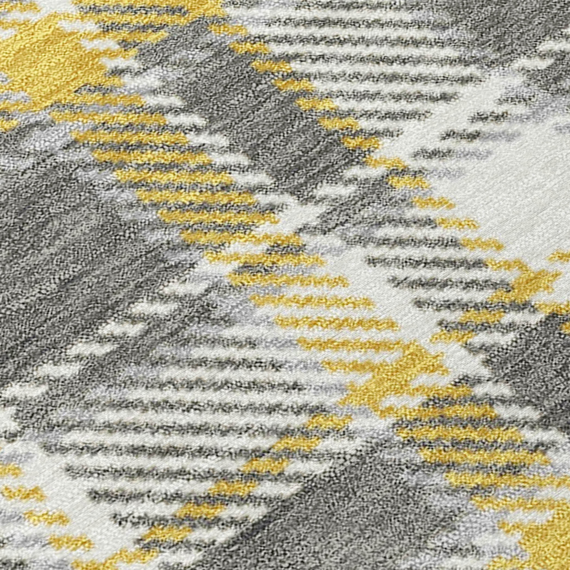 2' X 3' Gray Yellow and White Plaid Washable Non Skid Indoor Outdoor Area Rug - 1 - Sports & Outdoor