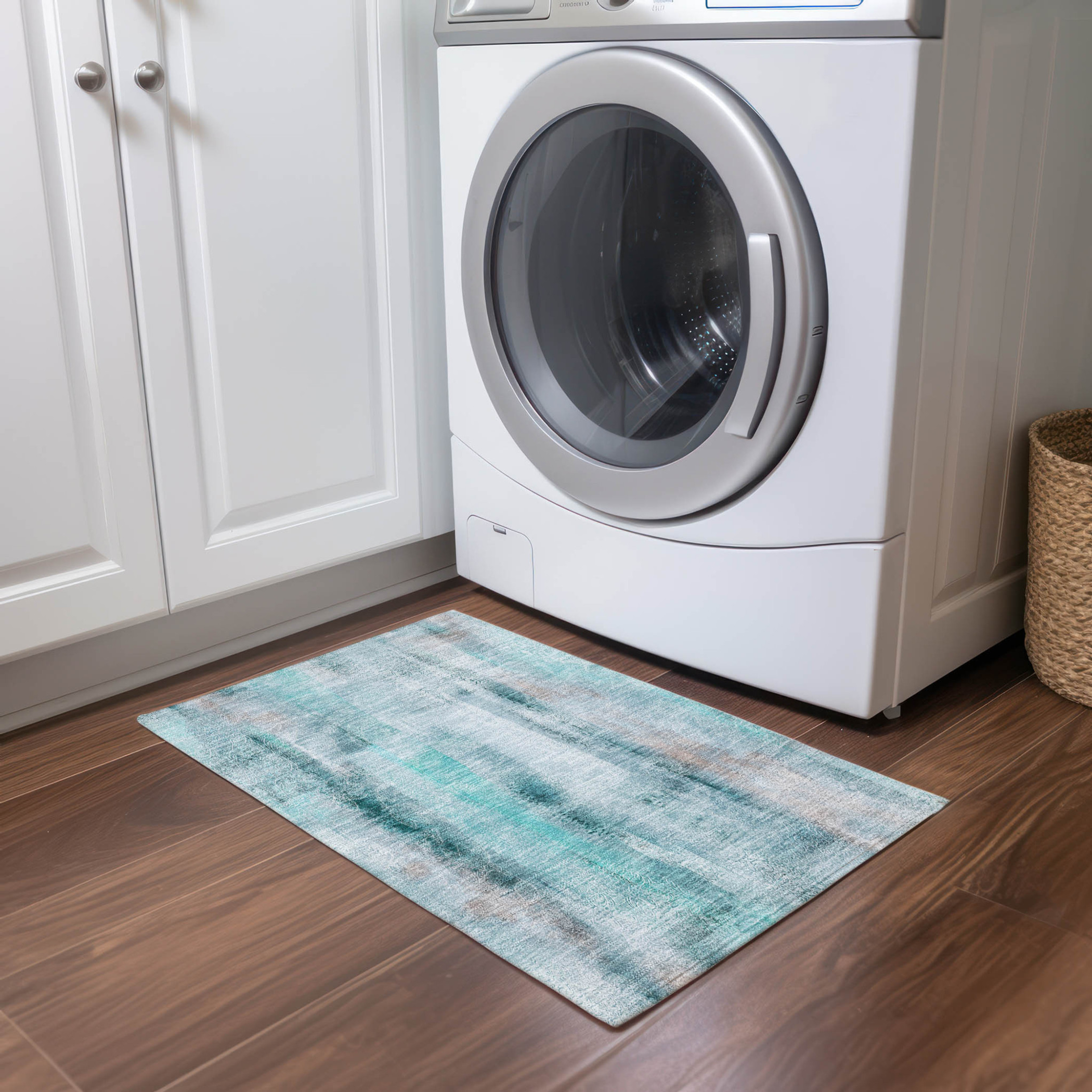 2' X 3' Teal Washable Non Skid Indoor Outdoor Area Rug - 1 - Sports & Outdoor