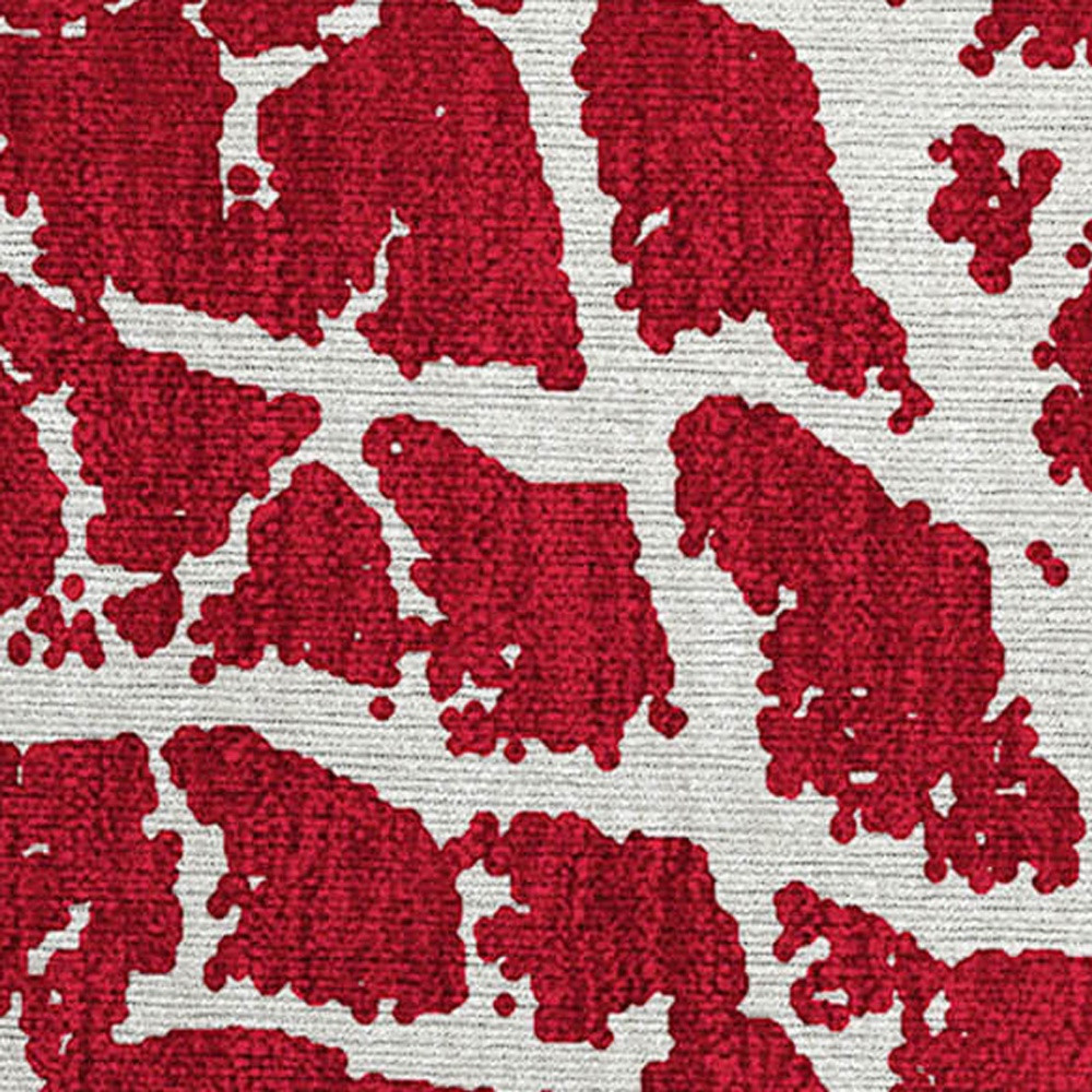 2' X 3' Red and White Abstract Washable Non Skid Indoor Outdoor Area Rug - 1 - Sports & Outdoor