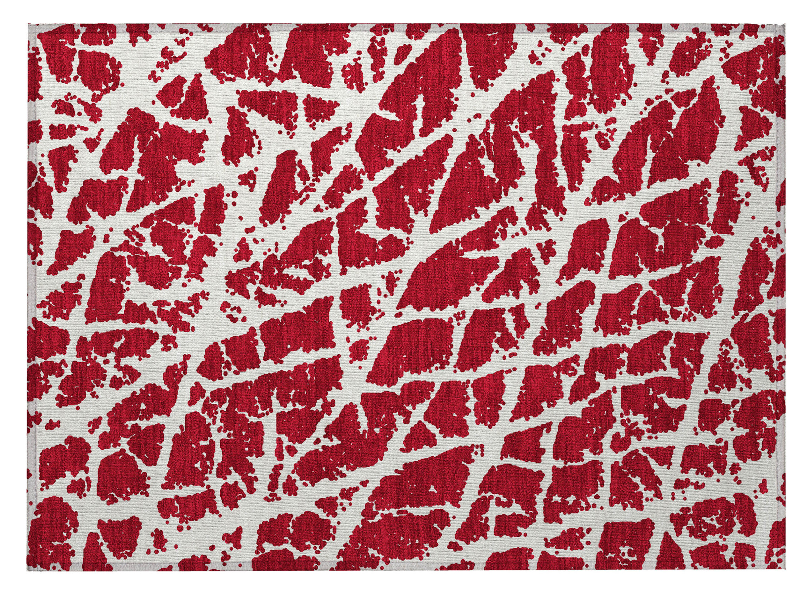 2' X 3' Red and White Abstract Washable Non Skid Indoor Outdoor Area Rug - 1 - Sports & Outdoor