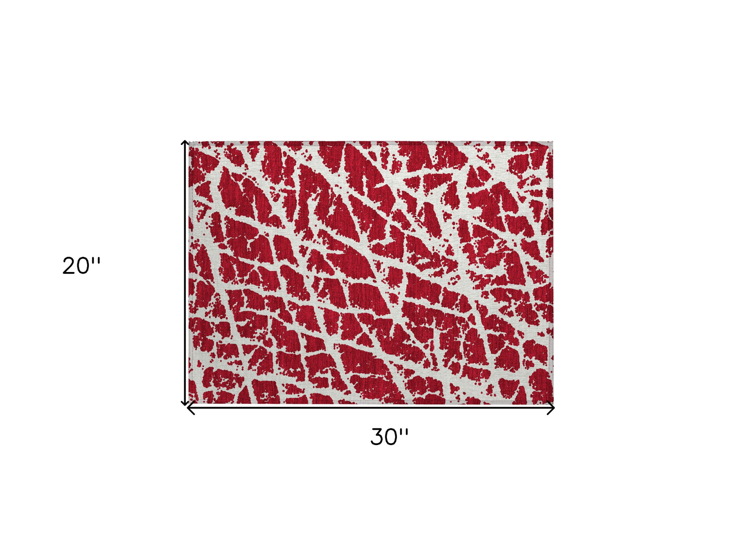 2' X 3' Red and White Abstract Washable Non Skid Indoor Outdoor Area Rug - 1 - Sports & Outdoor