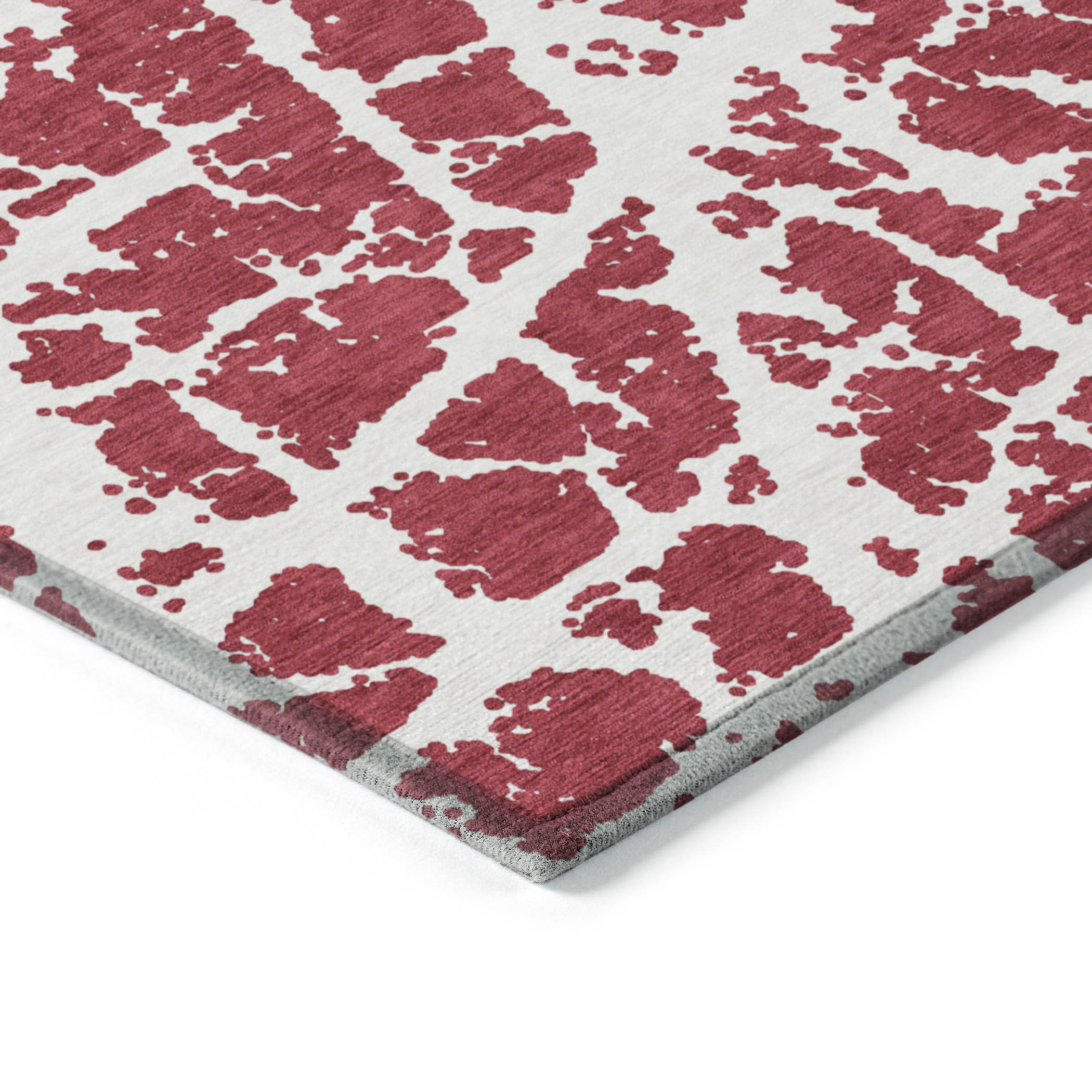 2' X 3' Red and White Abstract Washable Non Skid Indoor Outdoor Area Rug - 1 - Sports & Outdoor