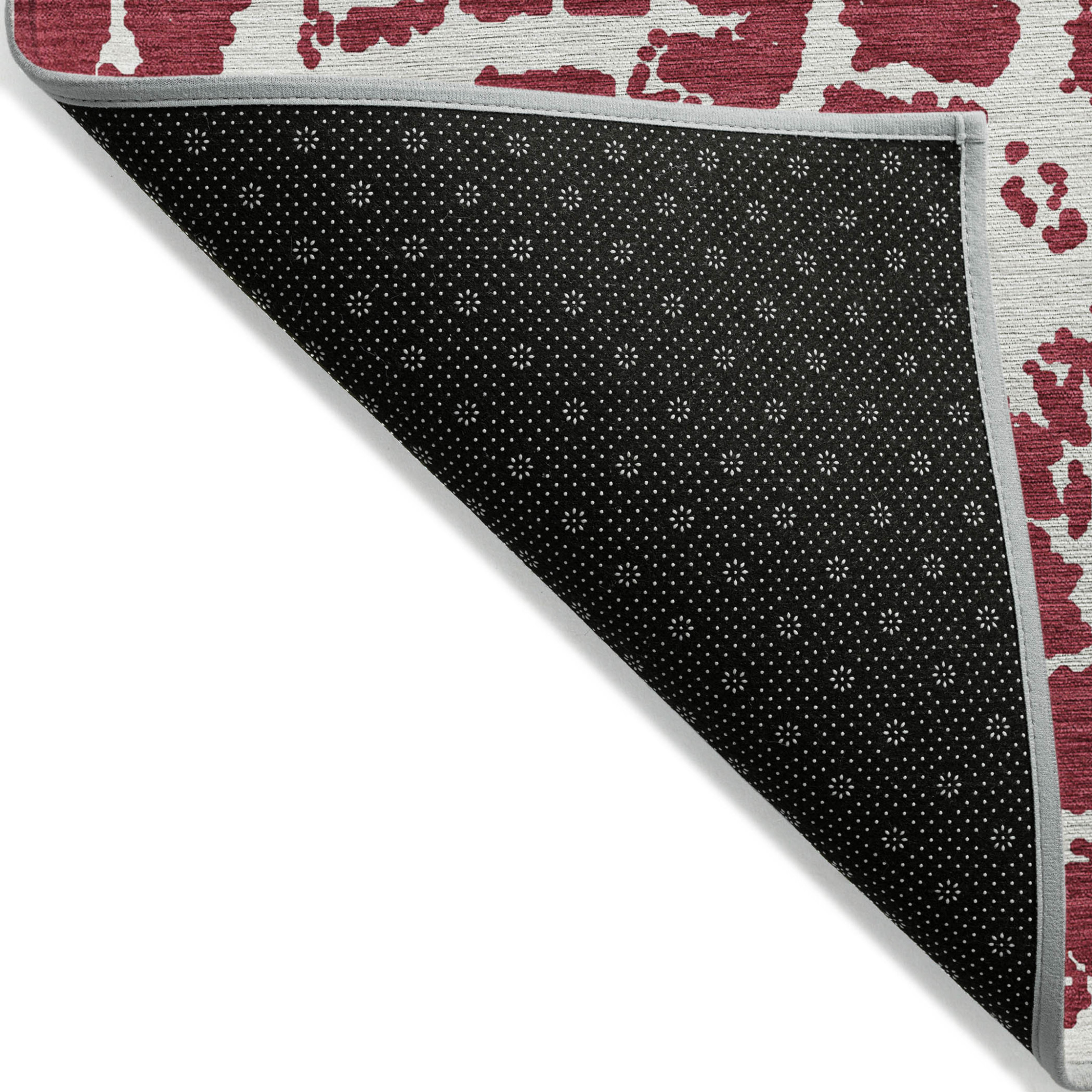 2' X 3' Red and White Abstract Washable Non Skid Indoor Outdoor Area Rug - 1 - Sports & Outdoor